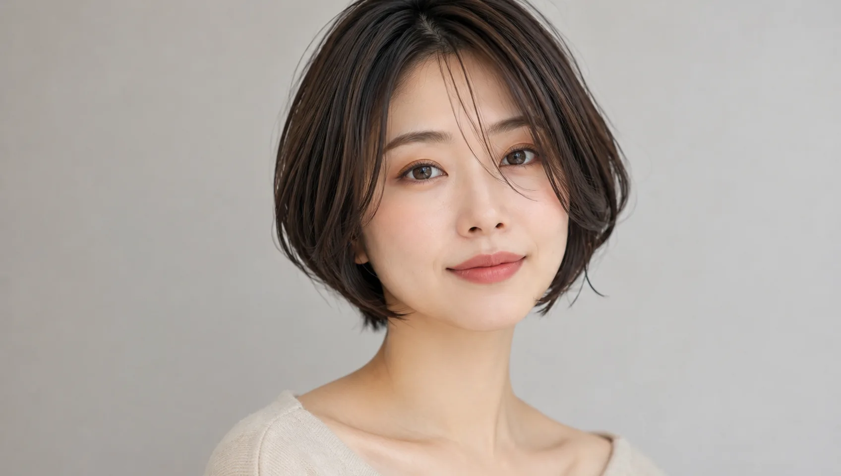 自分のくせ毛タイプ(うねり・広がり・毛先ハネ)を鏡でチェックする様子