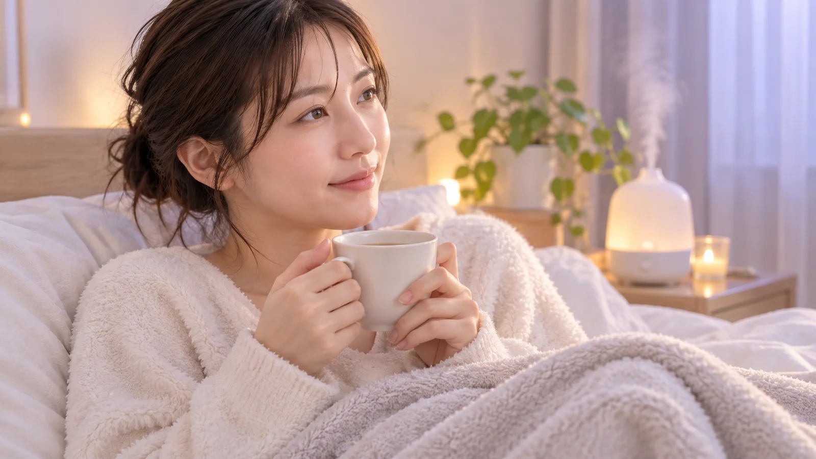 清潔に整えられた寝具とたたまれた枕カバー