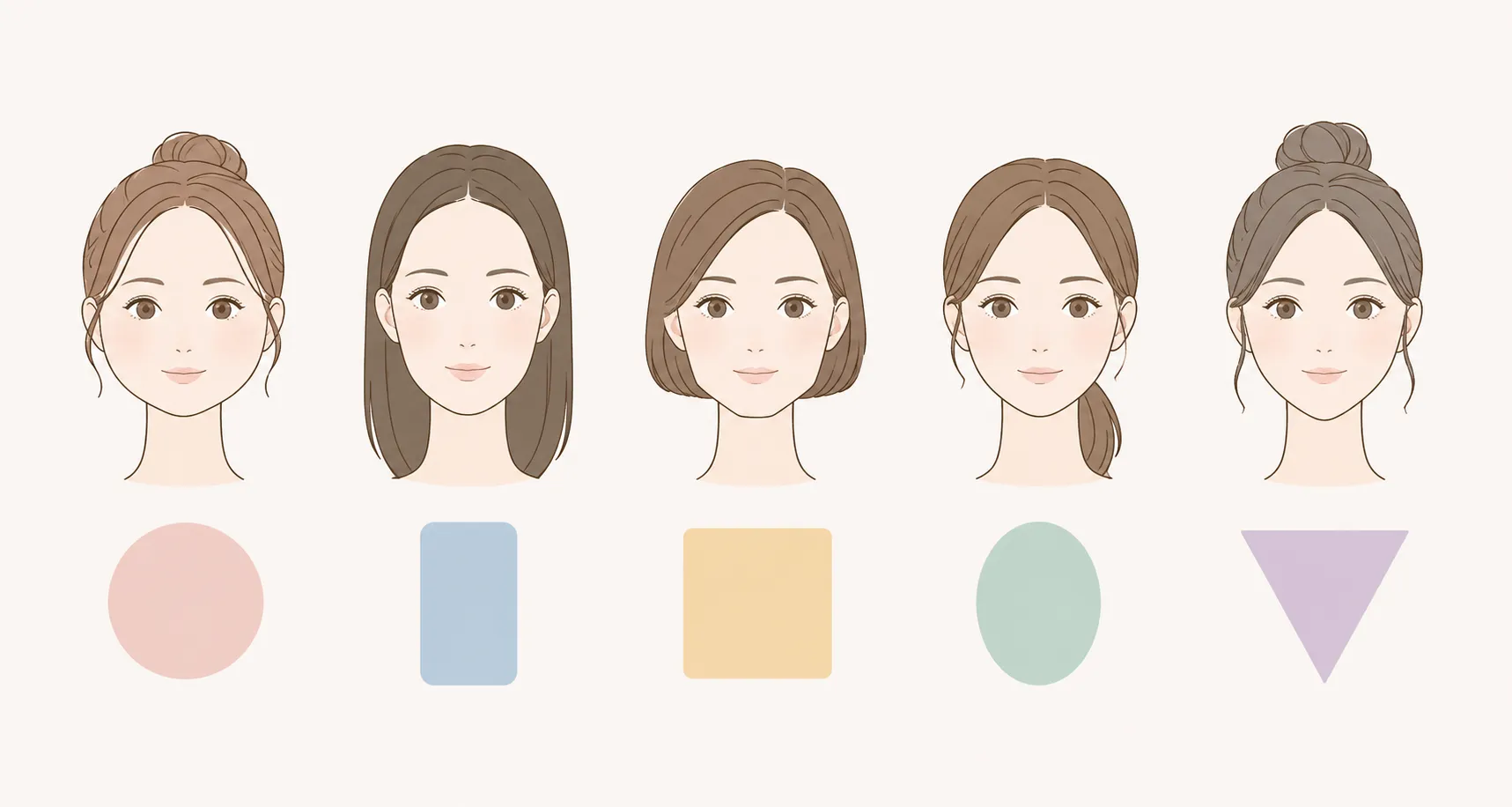 鏡を見ながら自分の顔型・ヘアスタイルをチェックする様子
